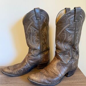 Justin Boots Mink Iguana Lizard Leather Cowboy Boots 9.5 D